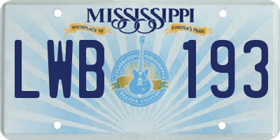MS license plate LWB193