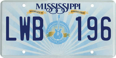 MS license plate LWB196