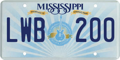 MS license plate LWB200