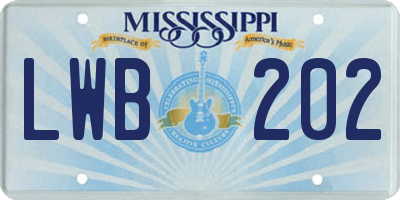 MS license plate LWB202