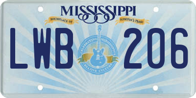 MS license plate LWB206