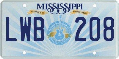 MS license plate LWB208