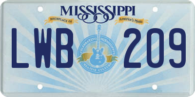 MS license plate LWB209