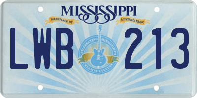 MS license plate LWB213
