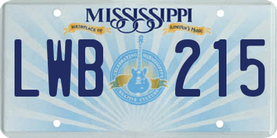 MS license plate LWB215