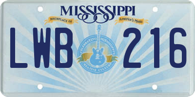 MS license plate LWB216