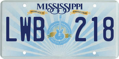 MS license plate LWB218