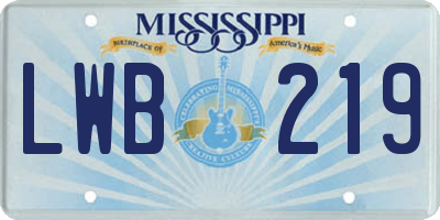 MS license plate LWB219