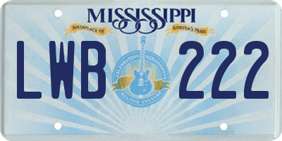 MS license plate LWB222