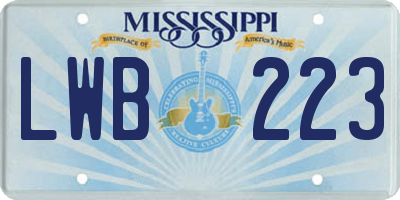MS license plate LWB223