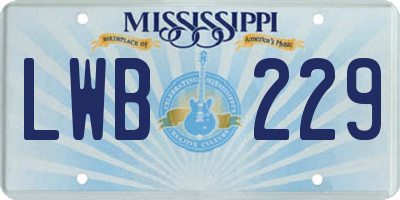 MS license plate LWB229