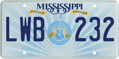 MS license plate LWB232