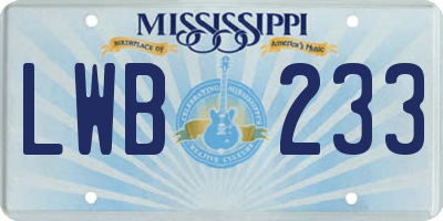 MS license plate LWB233