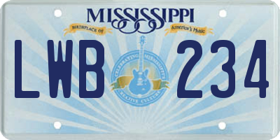 MS license plate LWB234