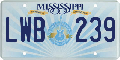MS license plate LWB239