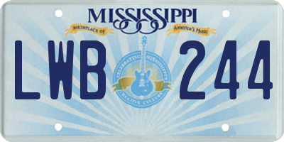MS license plate LWB244