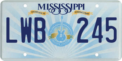 MS license plate LWB245
