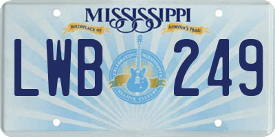 MS license plate LWB249