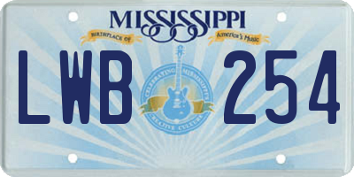 MS license plate LWB254