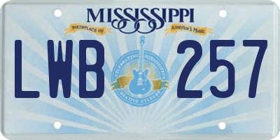 MS license plate LWB257