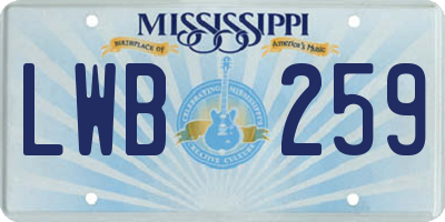 MS license plate LWB259