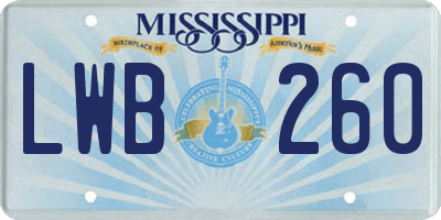 MS license plate LWB260