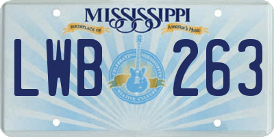 MS license plate LWB263
