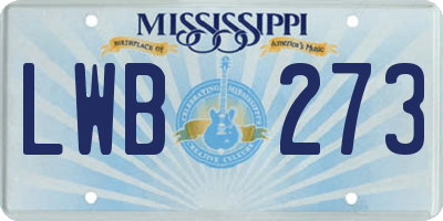 MS license plate LWB273
