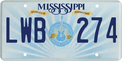 MS license plate LWB274