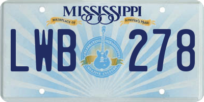 MS license plate LWB278