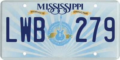 MS license plate LWB279