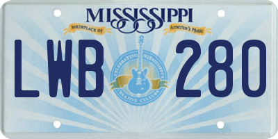 MS license plate LWB280