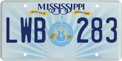MS license plate LWB283