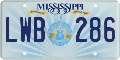 MS license plate LWB286