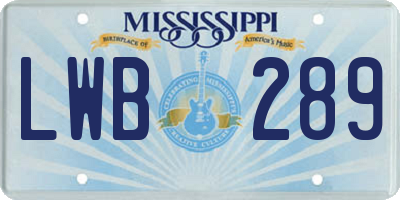 MS license plate LWB289