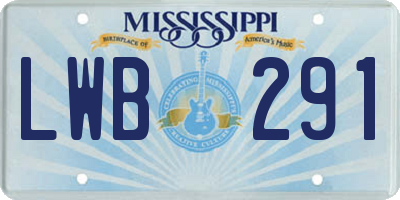 MS license plate LWB291