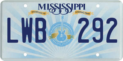 MS license plate LWB292