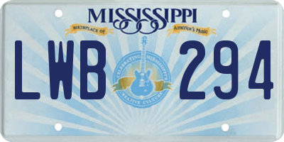 MS license plate LWB294