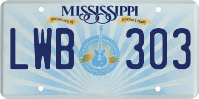 MS license plate LWB303