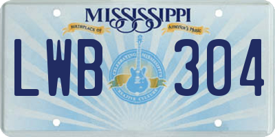 MS license plate LWB304