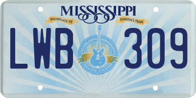 MS license plate LWB309