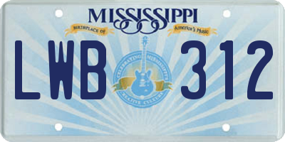 MS license plate LWB312