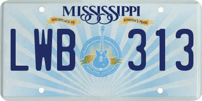 MS license plate LWB313