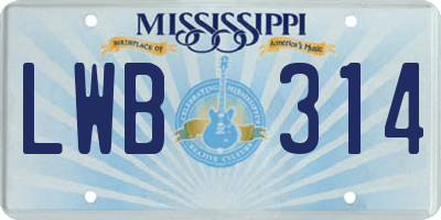 MS license plate LWB314