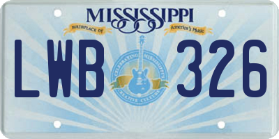 MS license plate LWB326