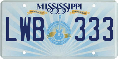 MS license plate LWB333