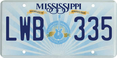 MS license plate LWB335