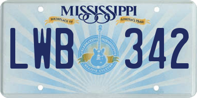 MS license plate LWB342