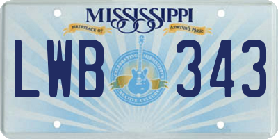 MS license plate LWB343