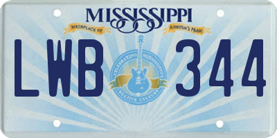MS license plate LWB344